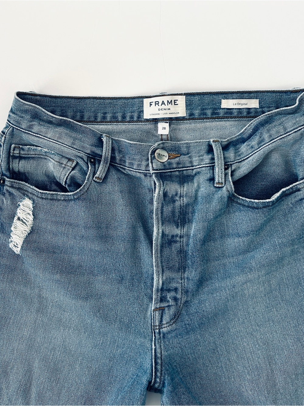 FRAME Le Original “Jones” High Rise Cropped Light Wash Denim Jeans - Light Blue